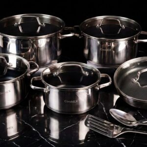 CookEX Titan Steel 13-Piece Premium Stainless Steel Non-Stick Cookware Set - Image 3