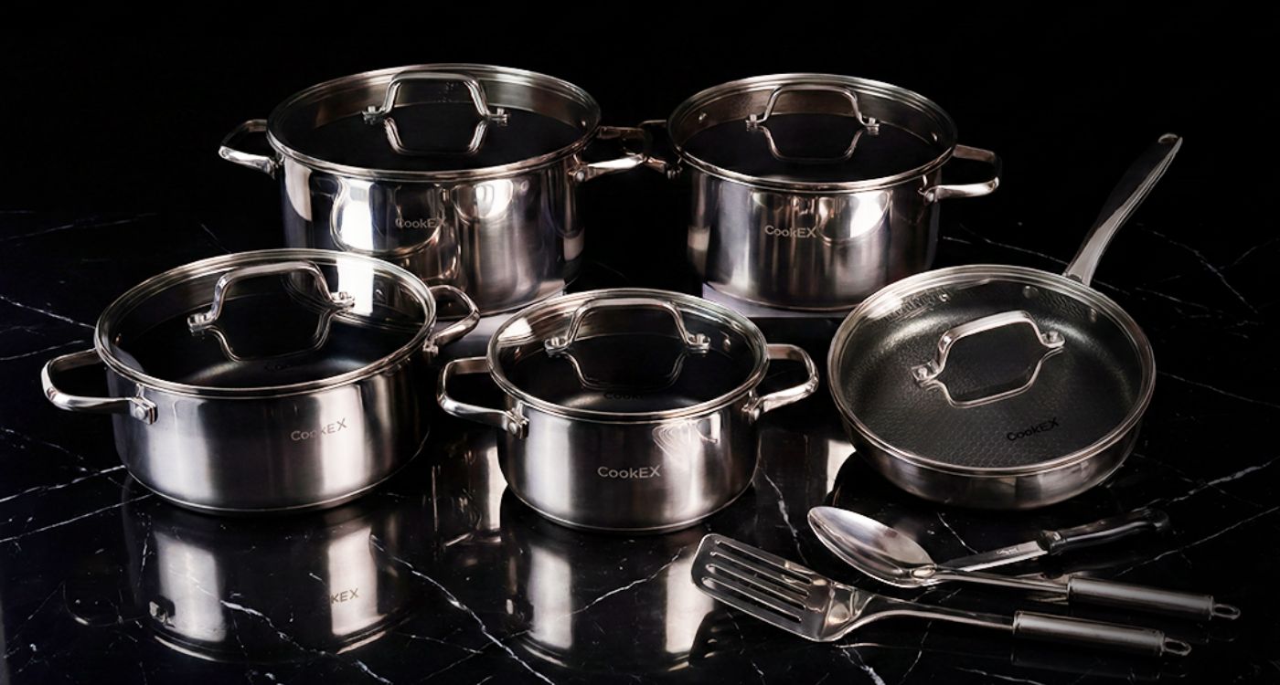 CookEX Titan Steel 13-Piece Premium Stainless Steel Non-Stick Cookware Set - Image 3