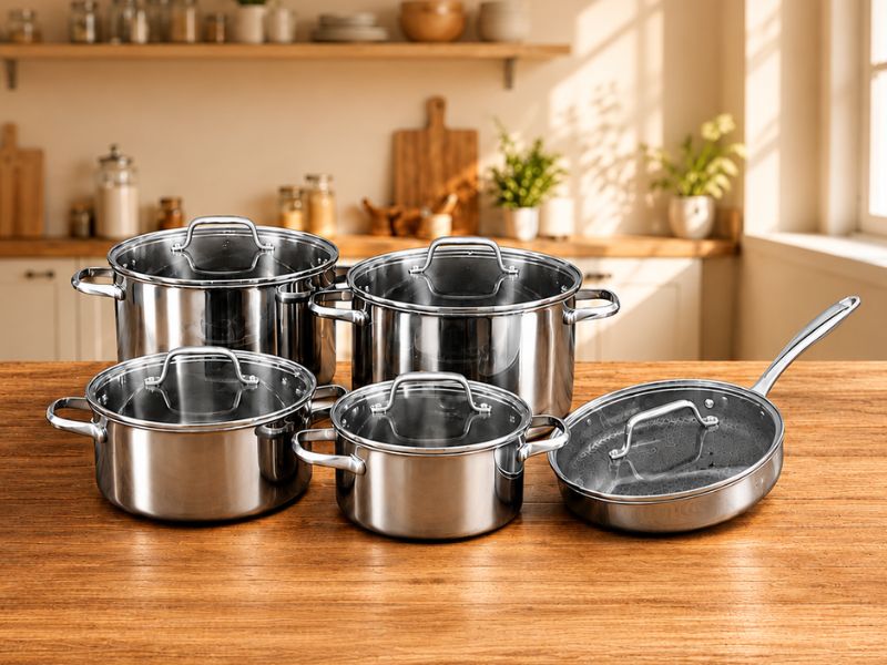 CookEX Titan Steel 13-Piece Premium Stainless Steel Non-Stick Cookware Set