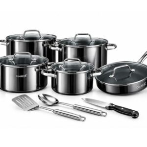 CookEX Titan Steel 13-Piece Premium Stainless Steel Non-Stick Cookware Set