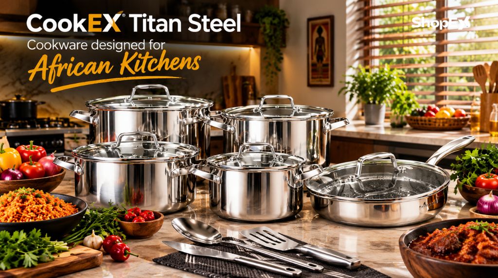 CookEX Titan Steel cookware set designed for African kitchens